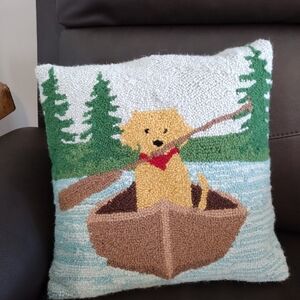 Dog in Canoe Decorative Throw Pillow